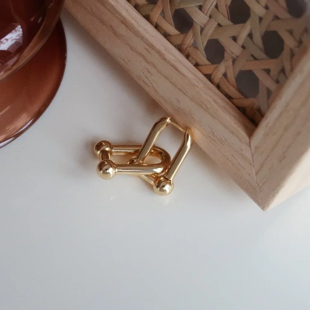 NEW 18K Gold Plated Chunky Link Earrings